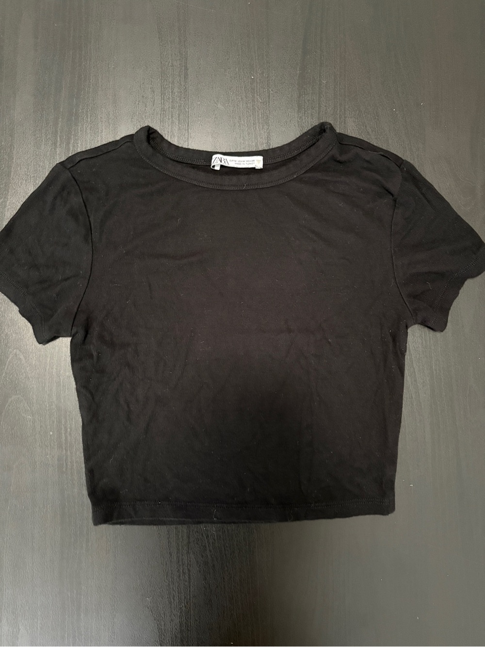 Zara Black Crop Short Sleeve Tee